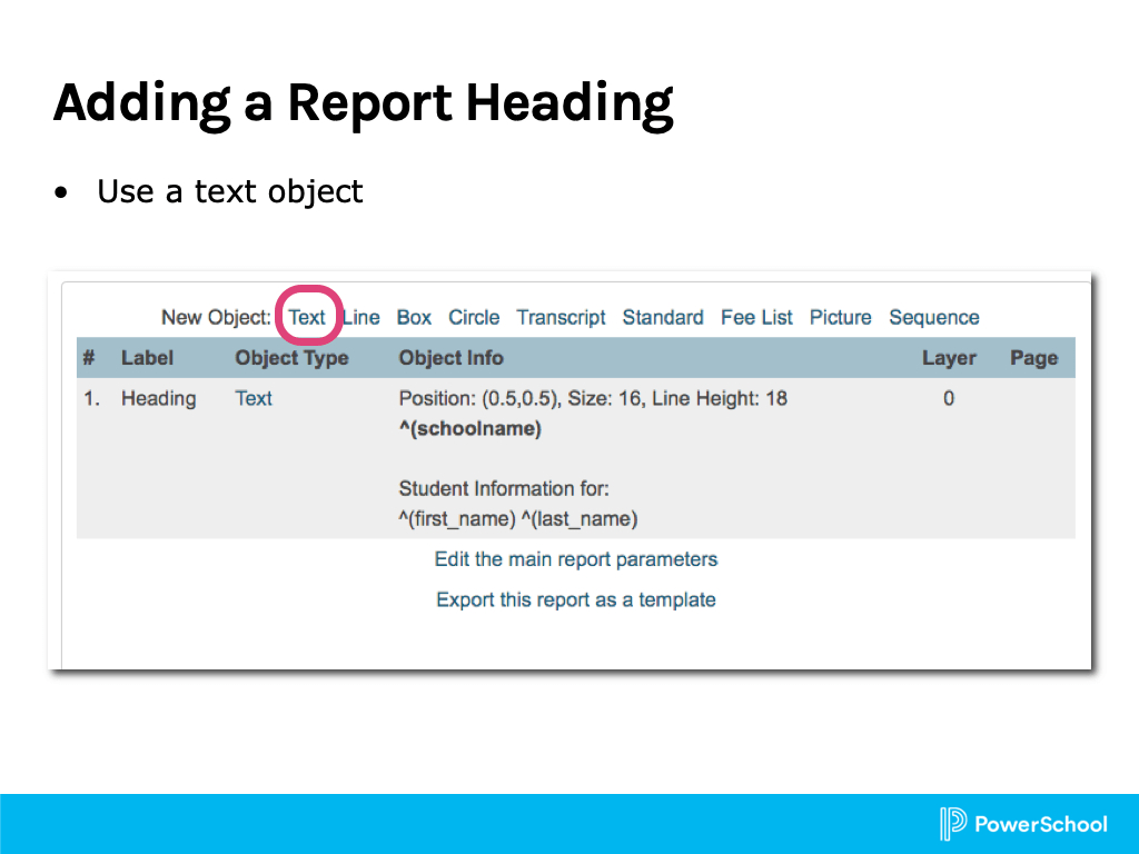 Object Reports 1: Basic Building Blocks Pertaining To Powerschool Reports Templates