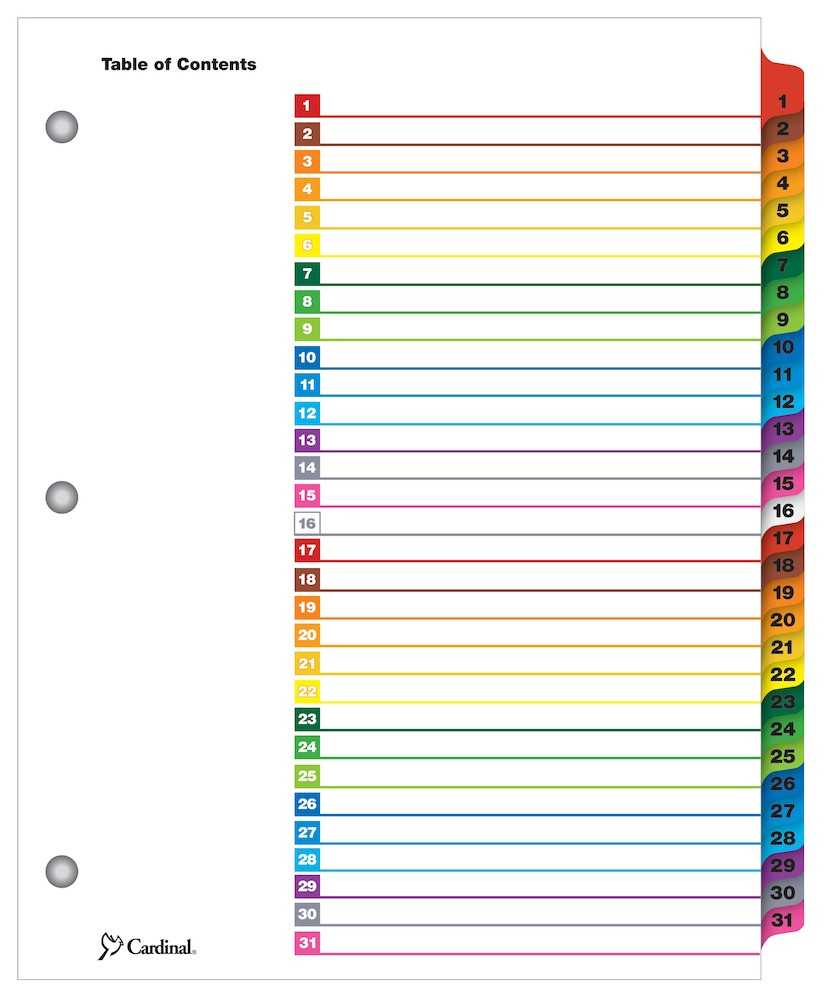 Onestep® Printable Table Of Contents Dividers, 1 31, Multicolor With Blank Table Of Contents Template Pdf