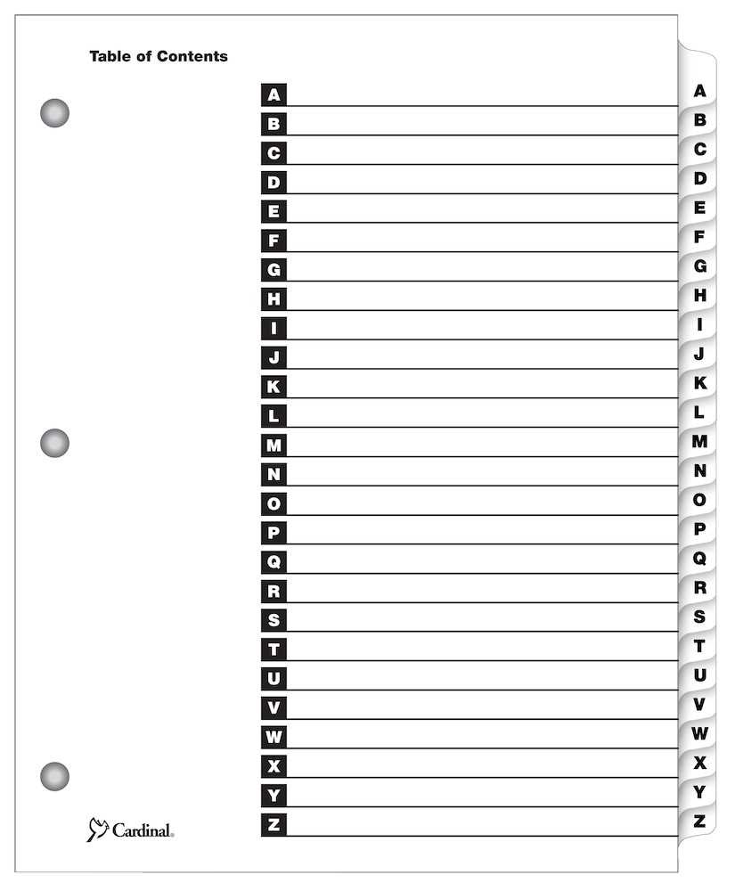 Onestep® Printable Table Of Contents Dividers, A Z, White With Regard To Blank Table Of Contents Template