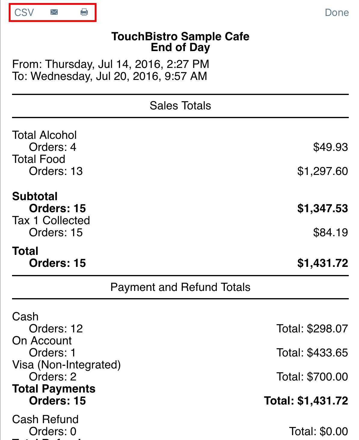 Opening Day/ending Day – Walk Through – Touchbistro Throughout End Of Day Cash Register Report Template