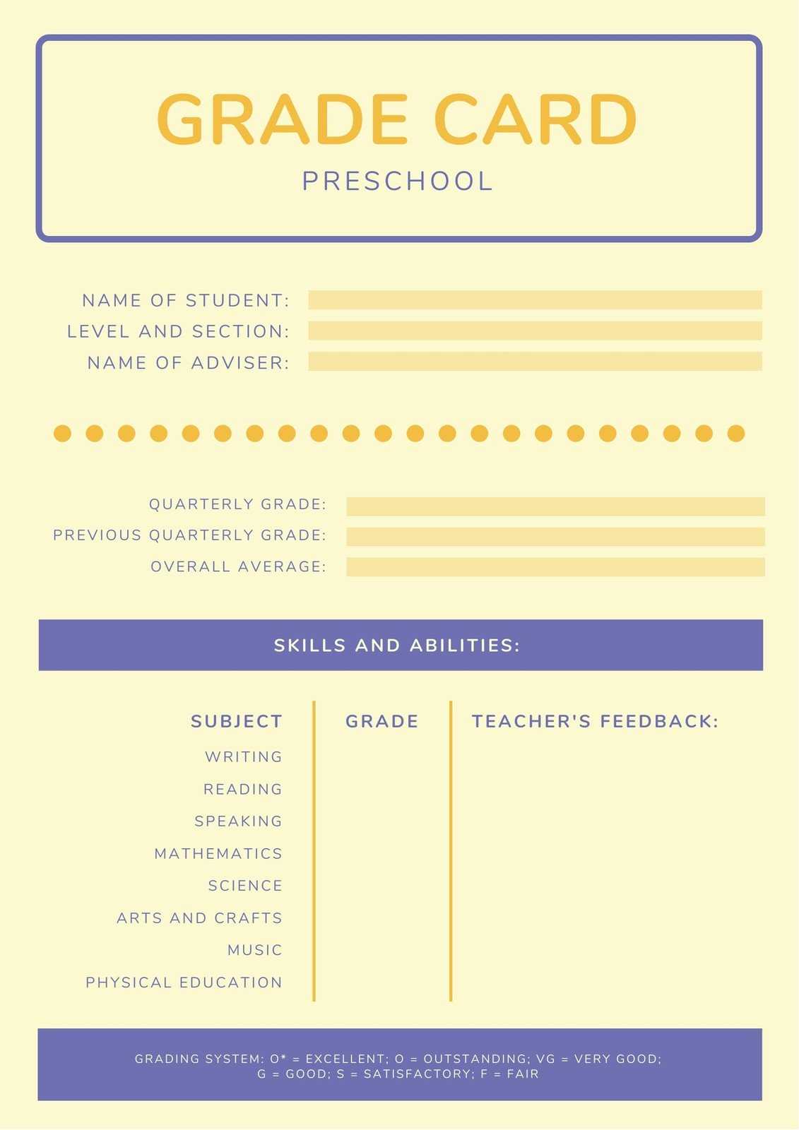 Orange And Blue Preschool Report Card – Templatescanva In Boyfriend Report Card Template
