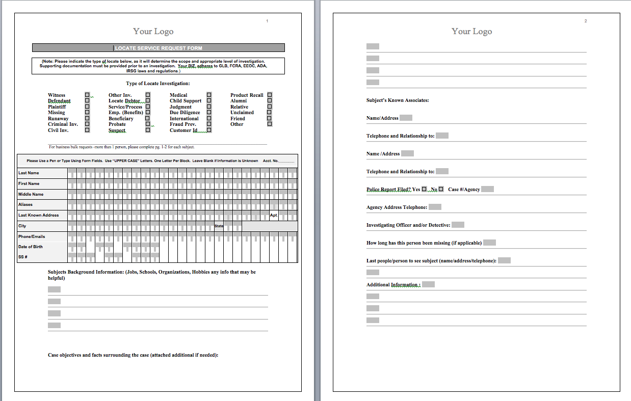 P.i. Forms – Pitraininghq Pertaining To Private Investigator Surveillance Report Template