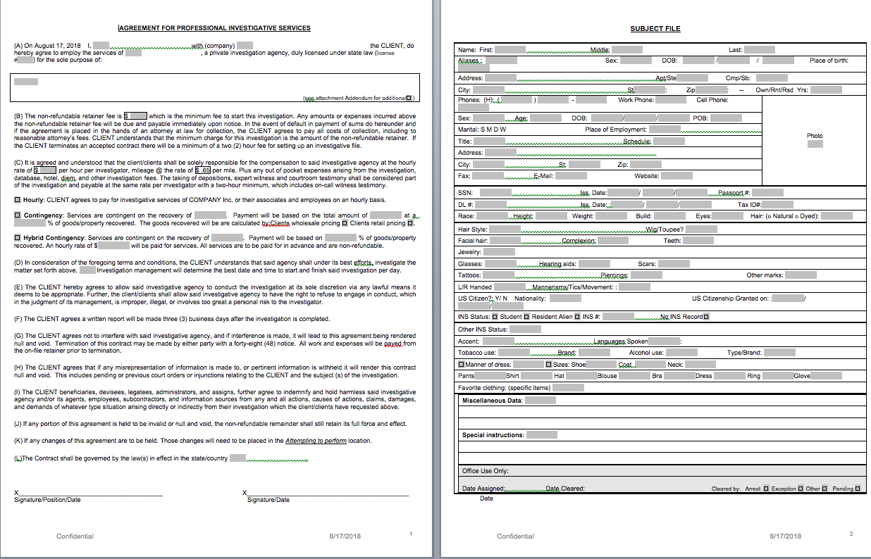 P.i. Forms - Pitraininghq Regarding Private Investigator Surveillance Report Template