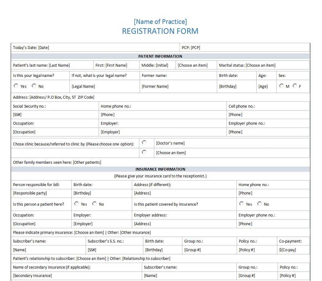 Patient Registration Form | Patient History Form Inside Registration Form Template Word Free