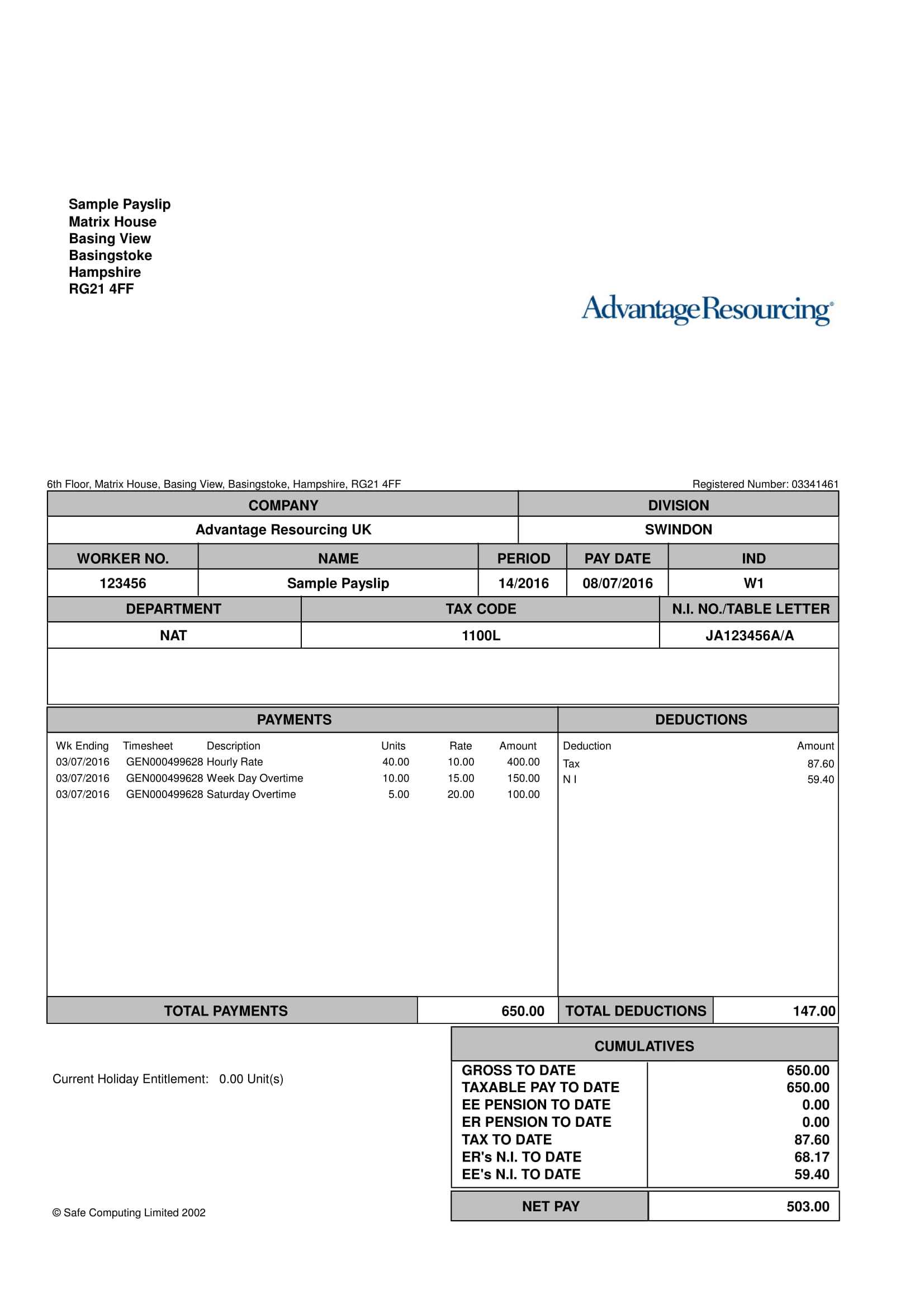 Payslip Format Doc – Dalep.midnightpig.co In Blank Payslip Template