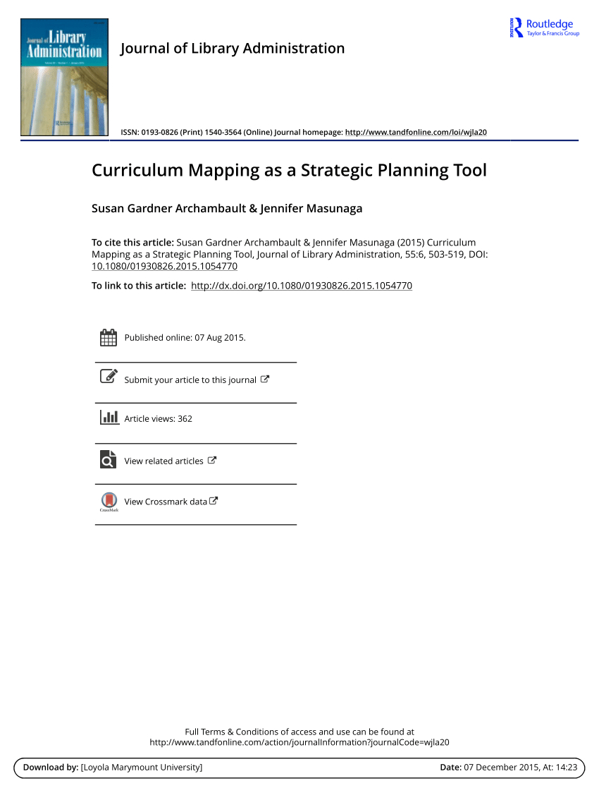 Pdf) Curriculum Mapping As A Strategic Planning Tool In Blank Curriculum Map Template