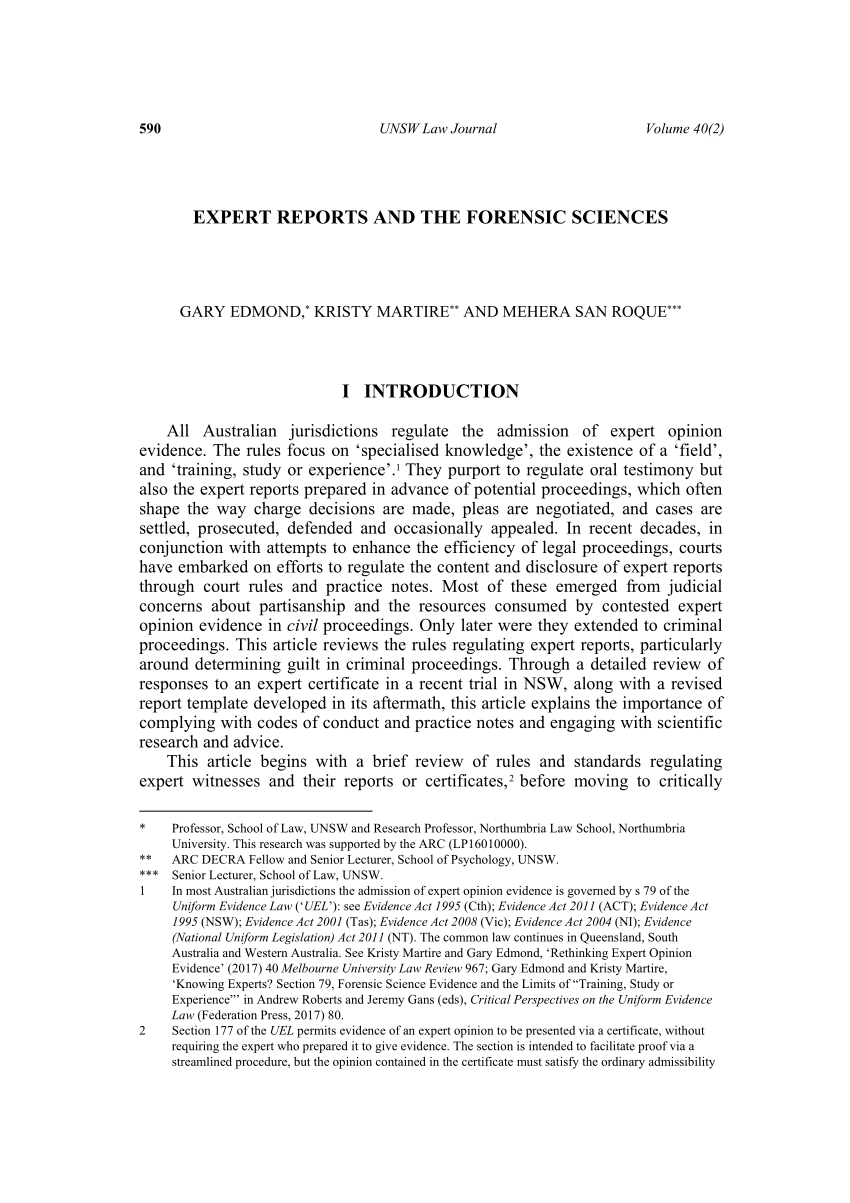 Pdf) Expert Reports And The Forensic Sciences Regarding Expert Witness Report Template