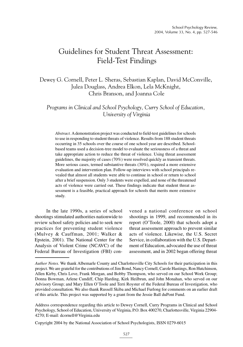 Pdf) Guidelines For Student Threat Assessment: Field Test Throughout Threat Assessment Report Template