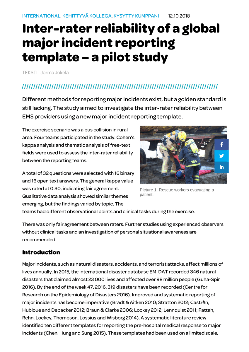 Pdf) Inter Rater Reliability Of A Global Major Incident Regarding It Major Incident Report Template