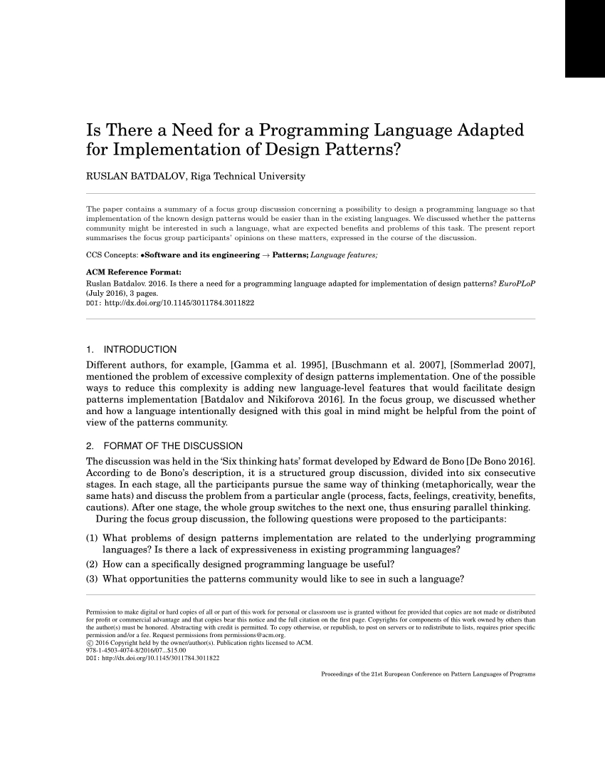 Pdf) Is There A Need For A Programming Language Adapted For With Regard To Focus Group Discussion Report Template