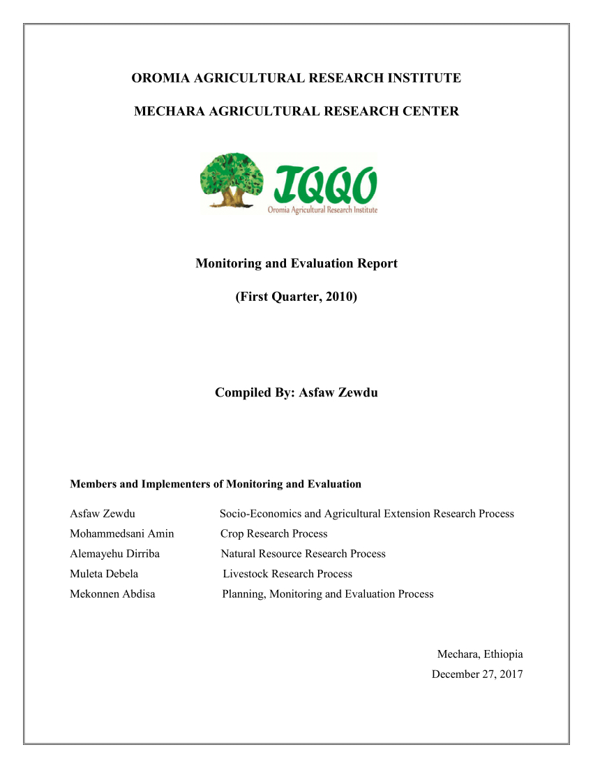 Pdf) Monitoring And Evaluation Report For M&e Report Template