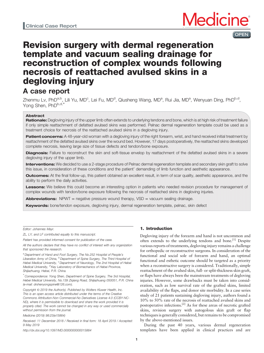 Pdf) Revision Surgery With Dermal Regeneration Template And Intended For Drainage Report Template