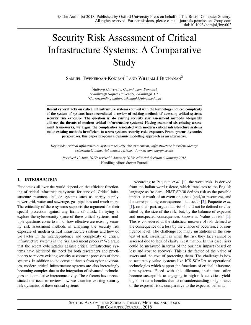 Pdf) Security Risk Assessment Of Critical Infrastructure Throughout Physical Security Risk Assessment Report Template