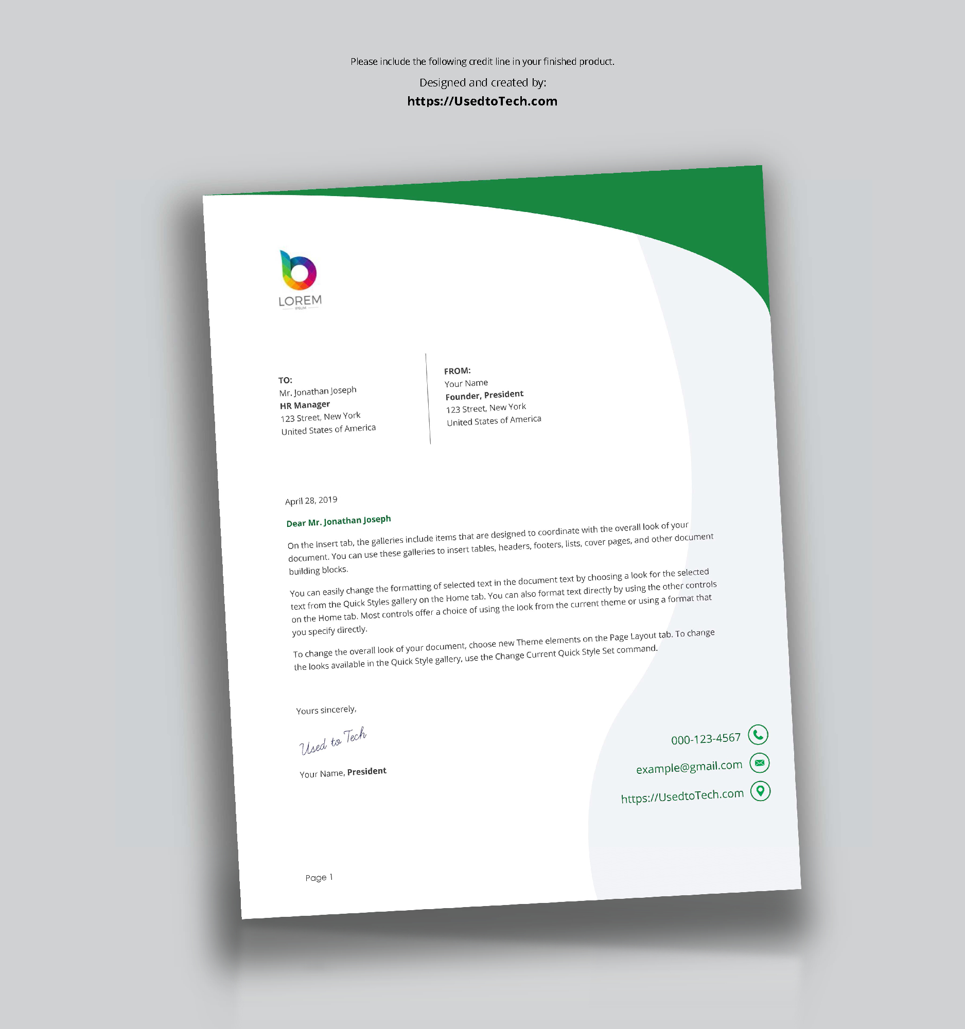 Perfect Letterhead Design In Word Free - Used To Tech In Free Letterhead Templates For Microsoft Word
