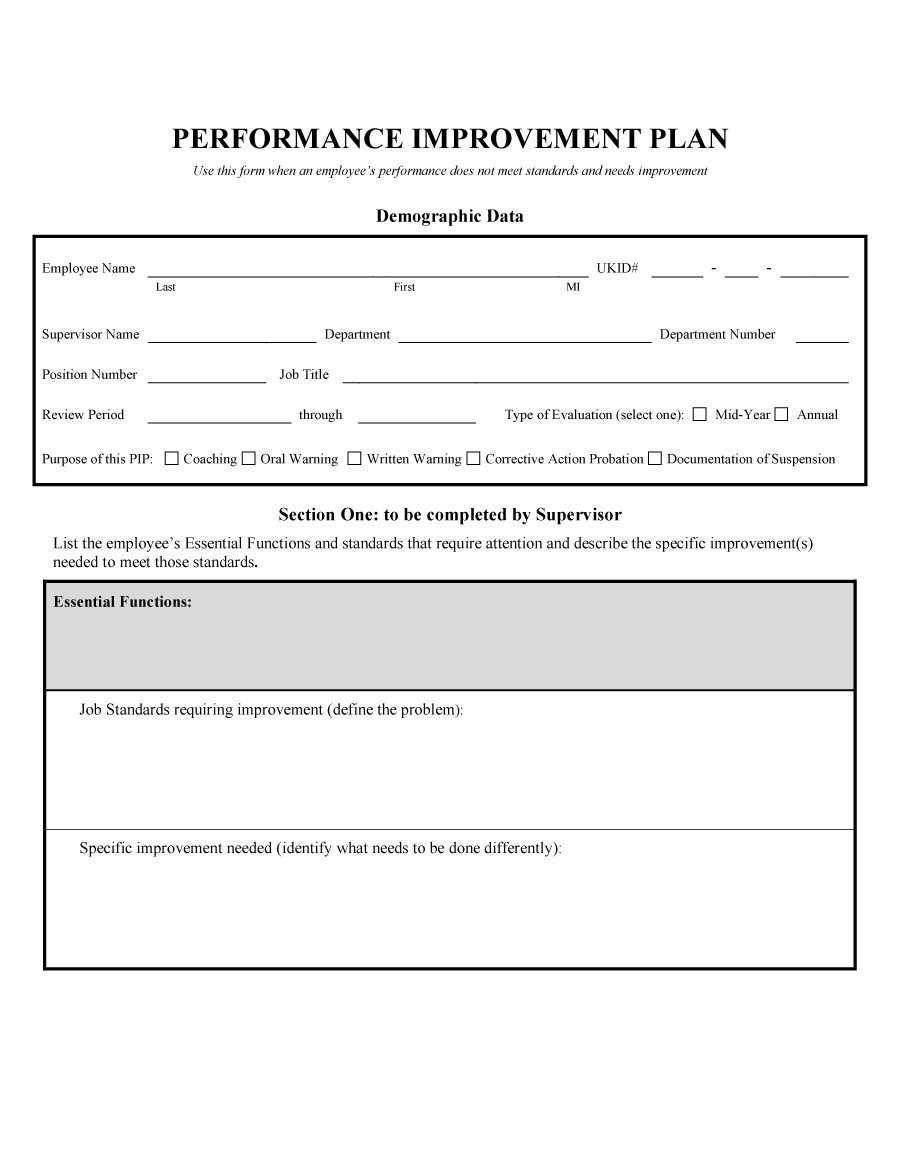 Performance Improvement Plan Form – Dalep.midnightpig.co For Performance Improvement Plan Template Word