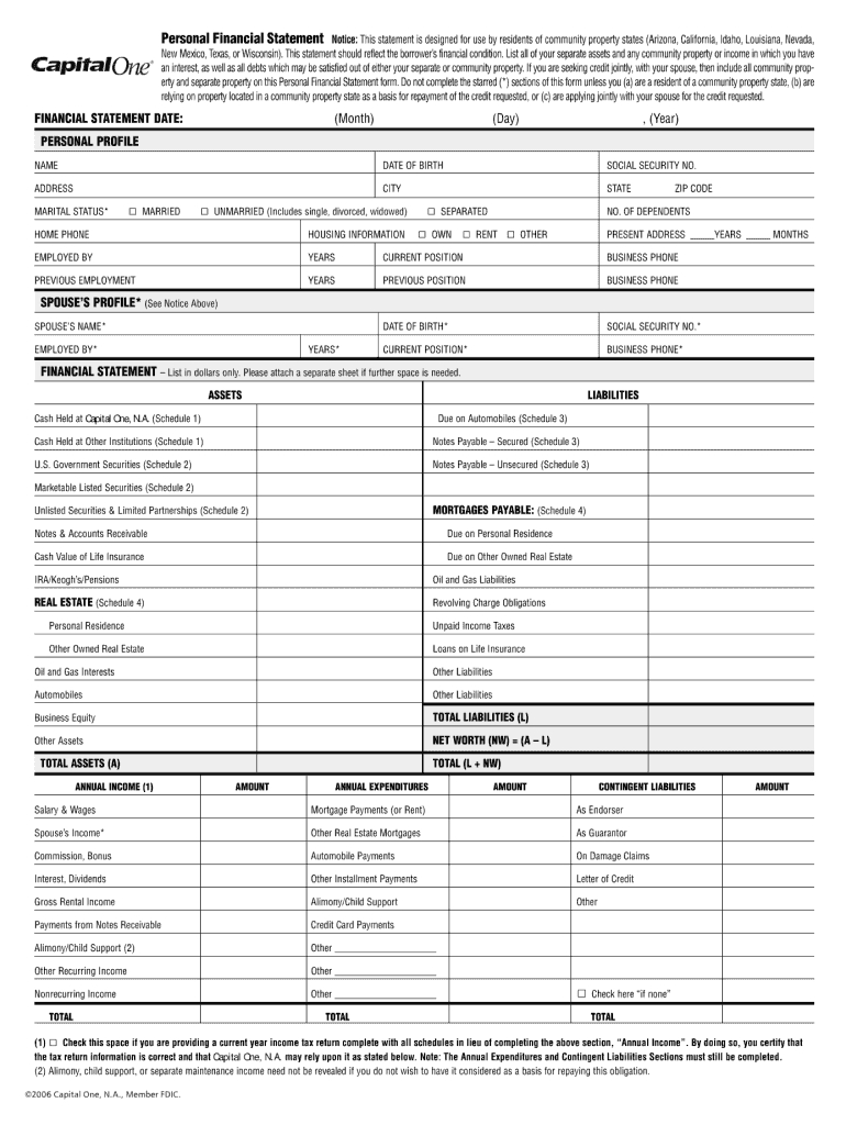 Personal Financial Statement Template – Fill Out And Sign Printable Pdf  Template | Signnow Intended For Blank Personal Financial Statement Template