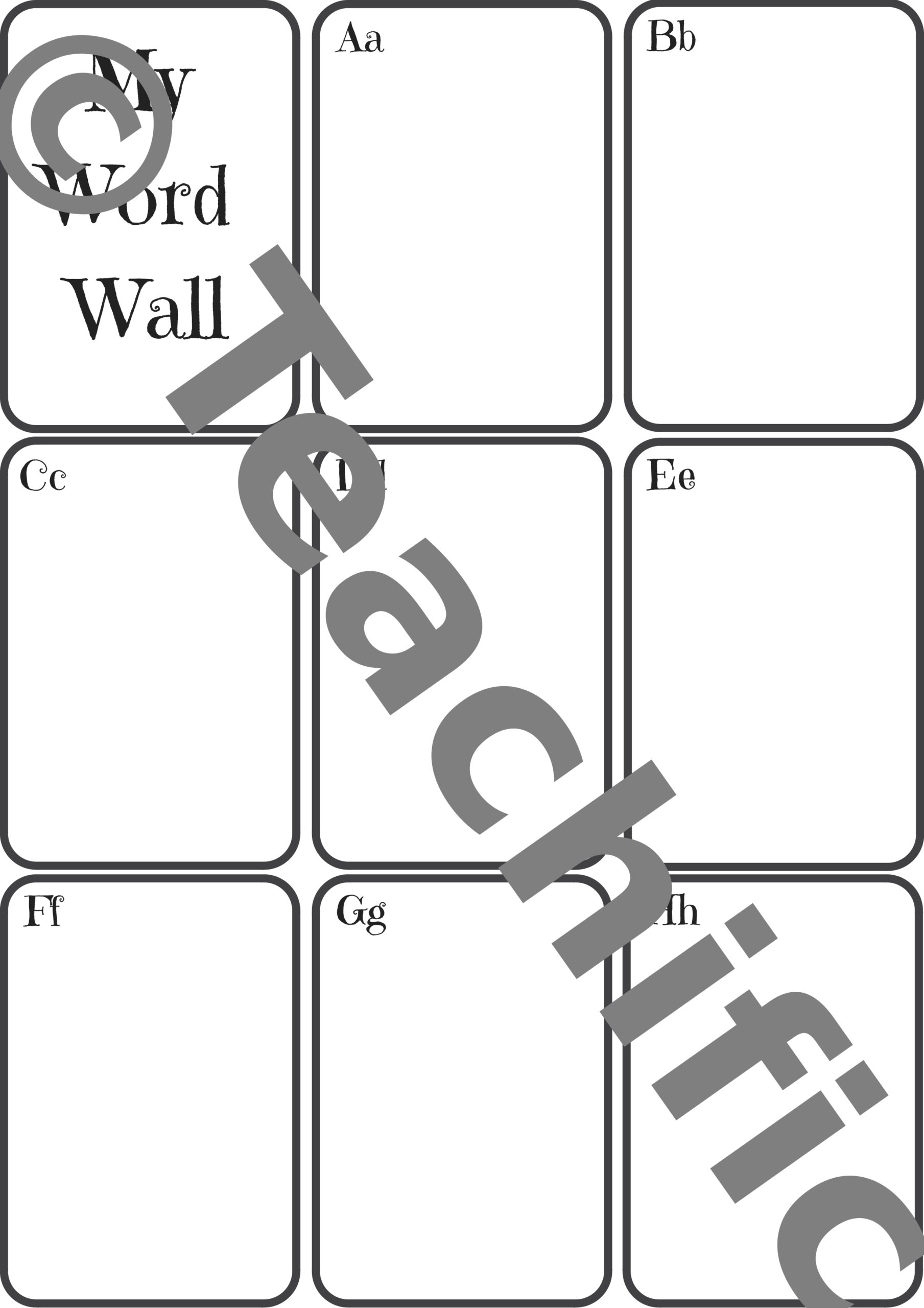 Personal Word Wall Set 1 A Z Template | Teachific Throughout Personal Word Wall Template