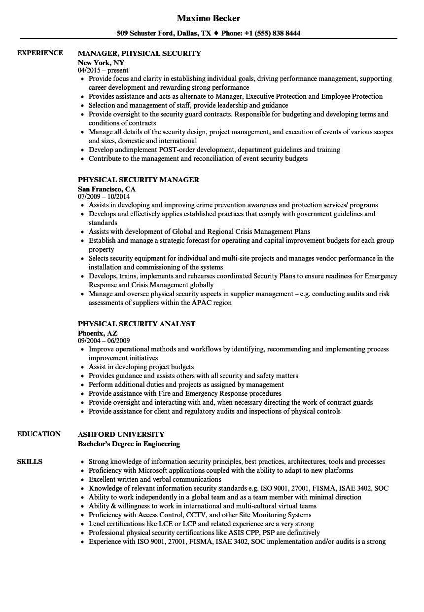 Physical Security Resume Samples | Velvet Jobs Intended For Physical Security Report Template