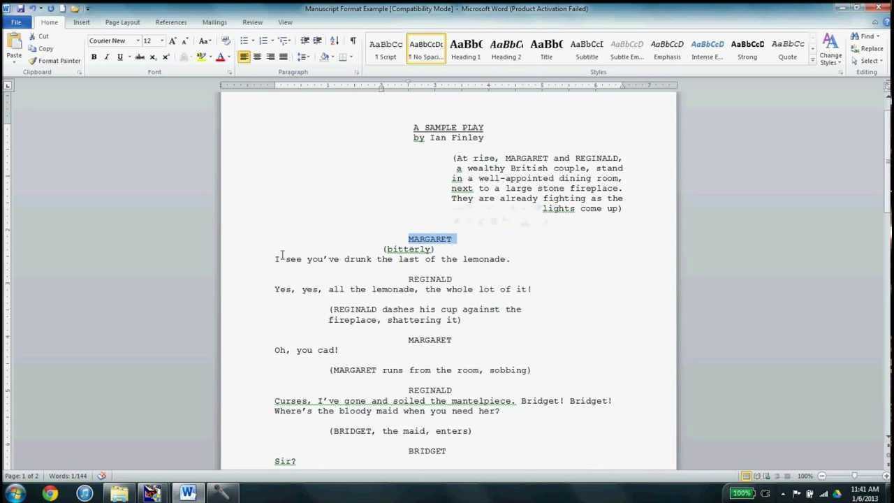 Play Writing Format – Dalep.midnightpig.co In Microsoft Word Screenplay Template