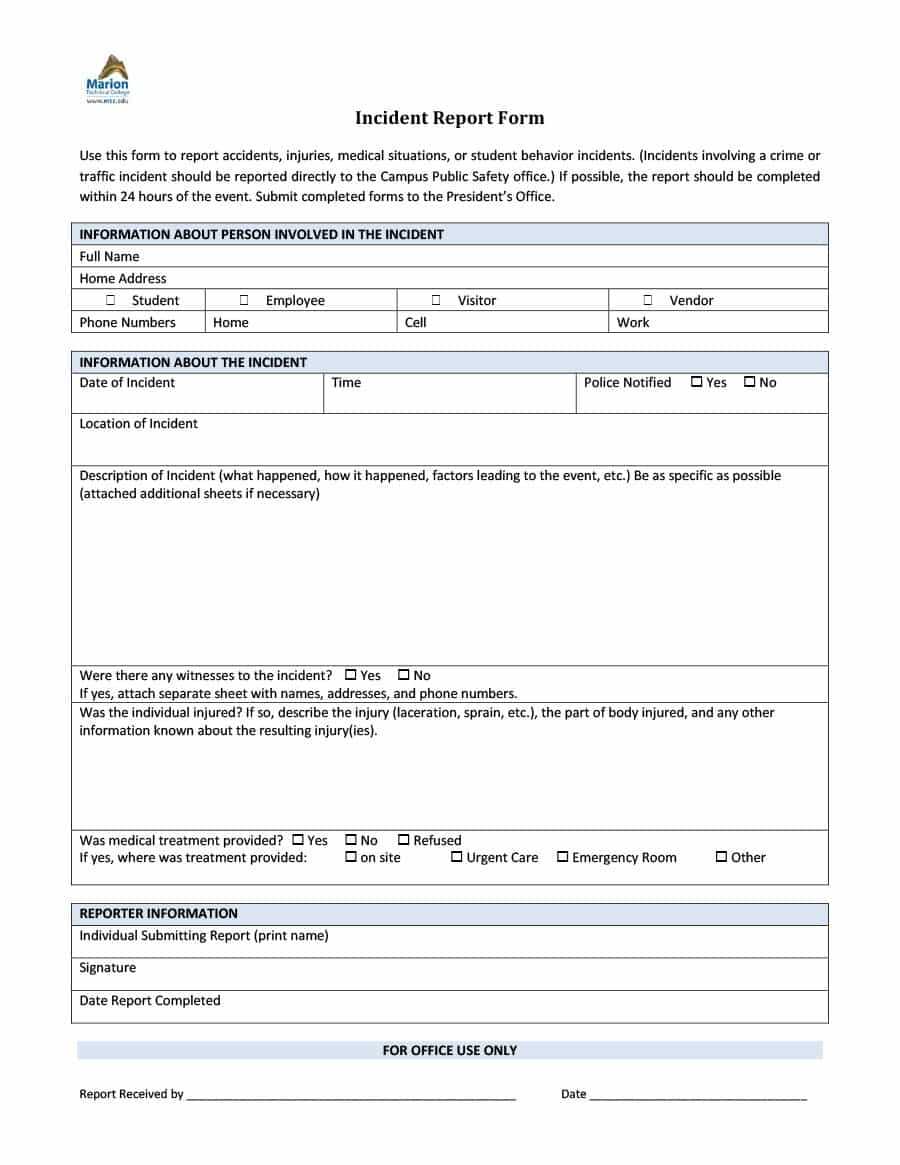 Police Incident Report Template - Dalep.midnightpig.co Inside Office Incident Report Template