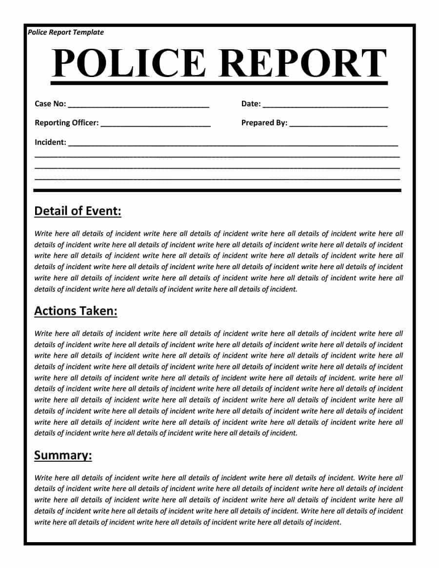 Police Report Example – Calep.midnightpig.co In Crime Scene Report Template