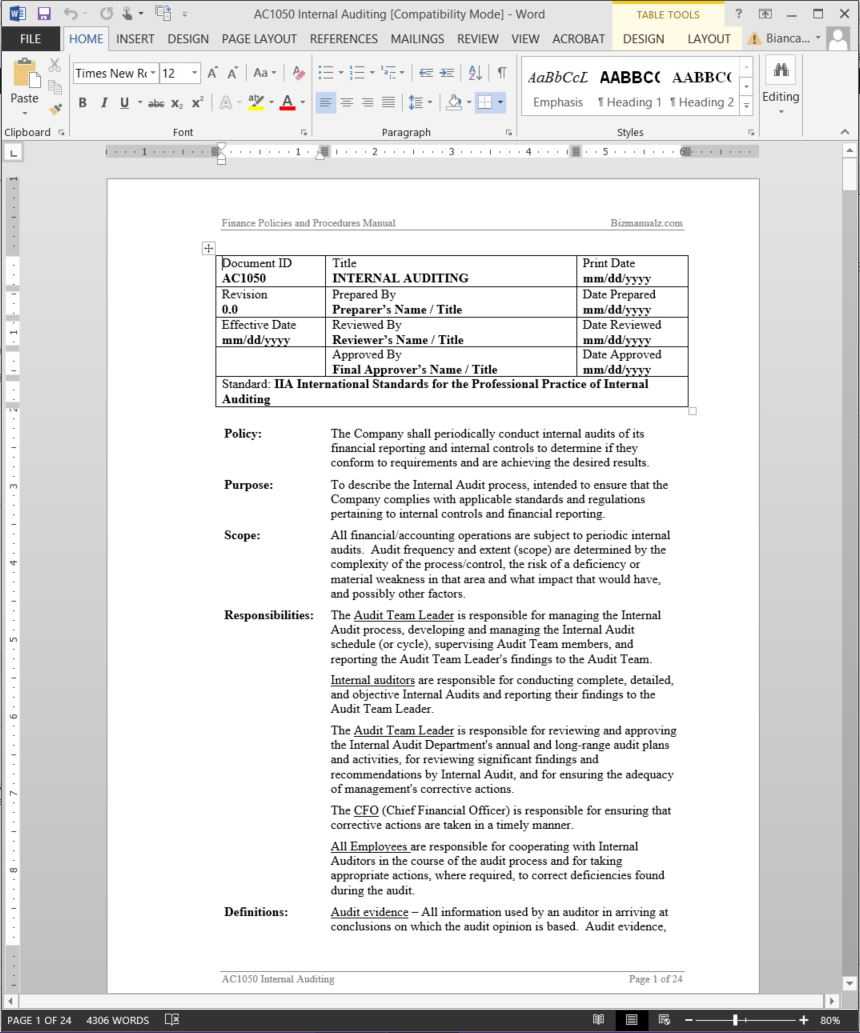 Policies Procedures Manual Template – Dalep.midnightpig.co Regarding Procedure Manual Template Word Free