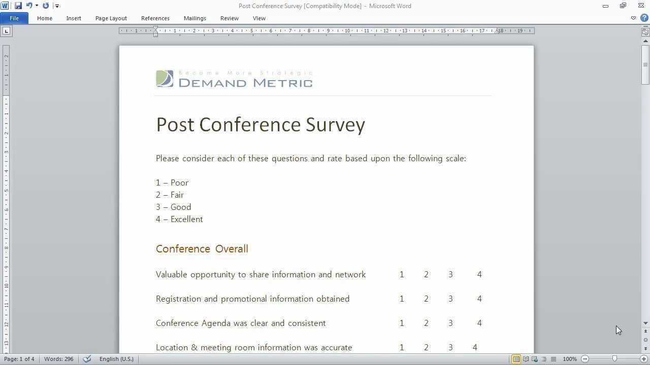 Post Conference Survey Template With Regard To Event Survey Template Word