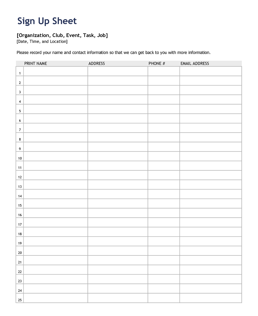 Potluck Sign Up Sheet Templates | Activity Shelter With Regard To Potluck Signup Sheet Template Word