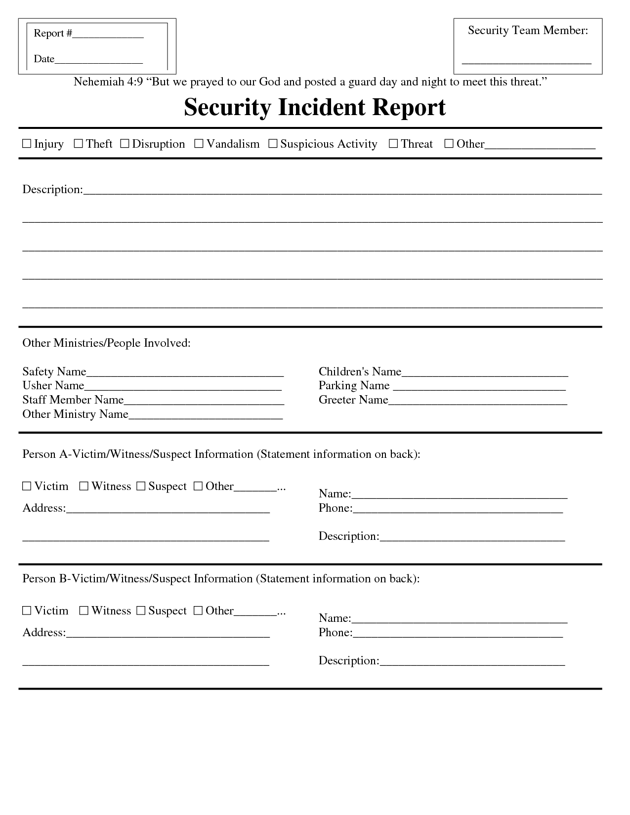 Premium Blank Security Incident Report Template Sample Pertaining To Incident Report Template Microsoft