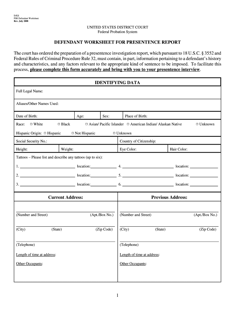 Presentence Investigation - Fill Out And Sign Printable Pdf Template |  Signnow With Presentence Investigation Report Template
