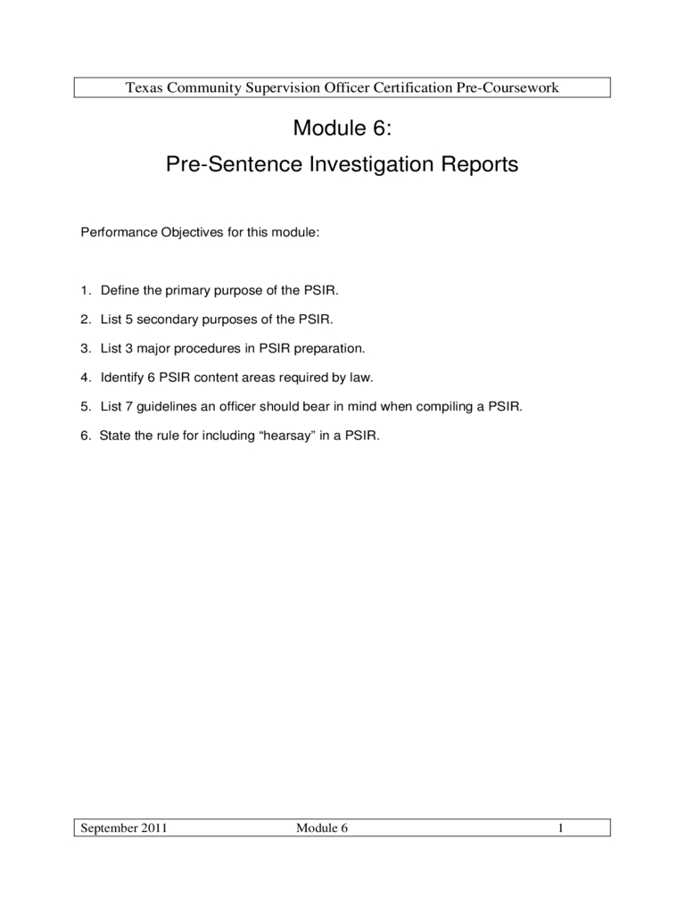 Presentence Investigation Report Form – Texas Free Download With Regard To Presentence Investigation Report Template