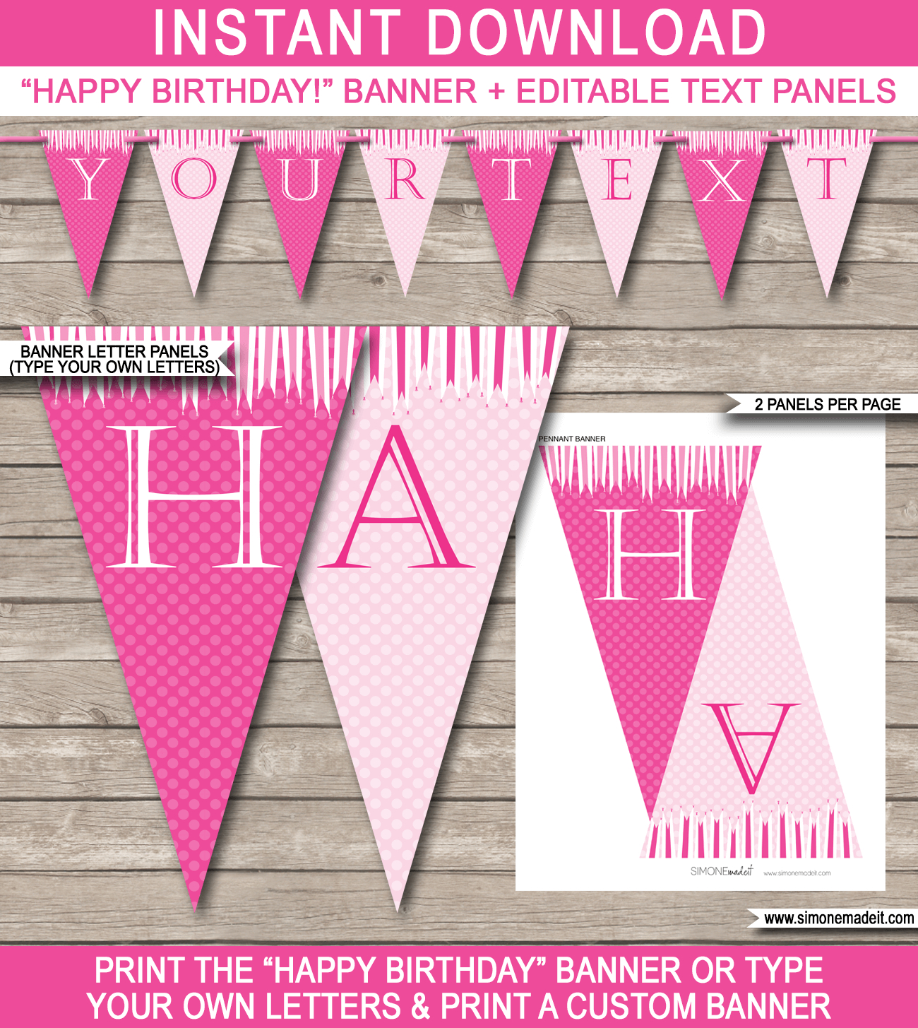 Princess Party Banner Template – Pink With Regard To Diy Party Banner Template