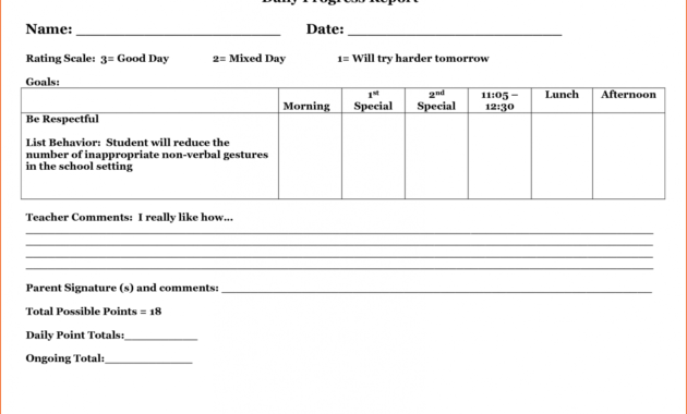 Printable 29 Images Of Student Behavior Progress Report throughout Student Progress Report Template