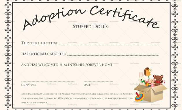 Printable Adoption Certificate That Are Satisfactory intended for Blank Adoption Certificate Template