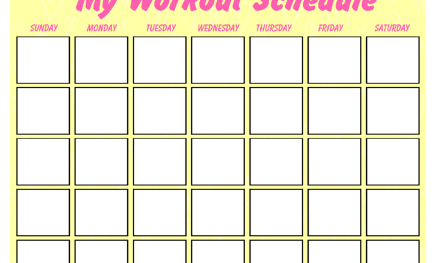 Printable Blank Workout Schedule | Templates At inside Blank Workout Schedule Template