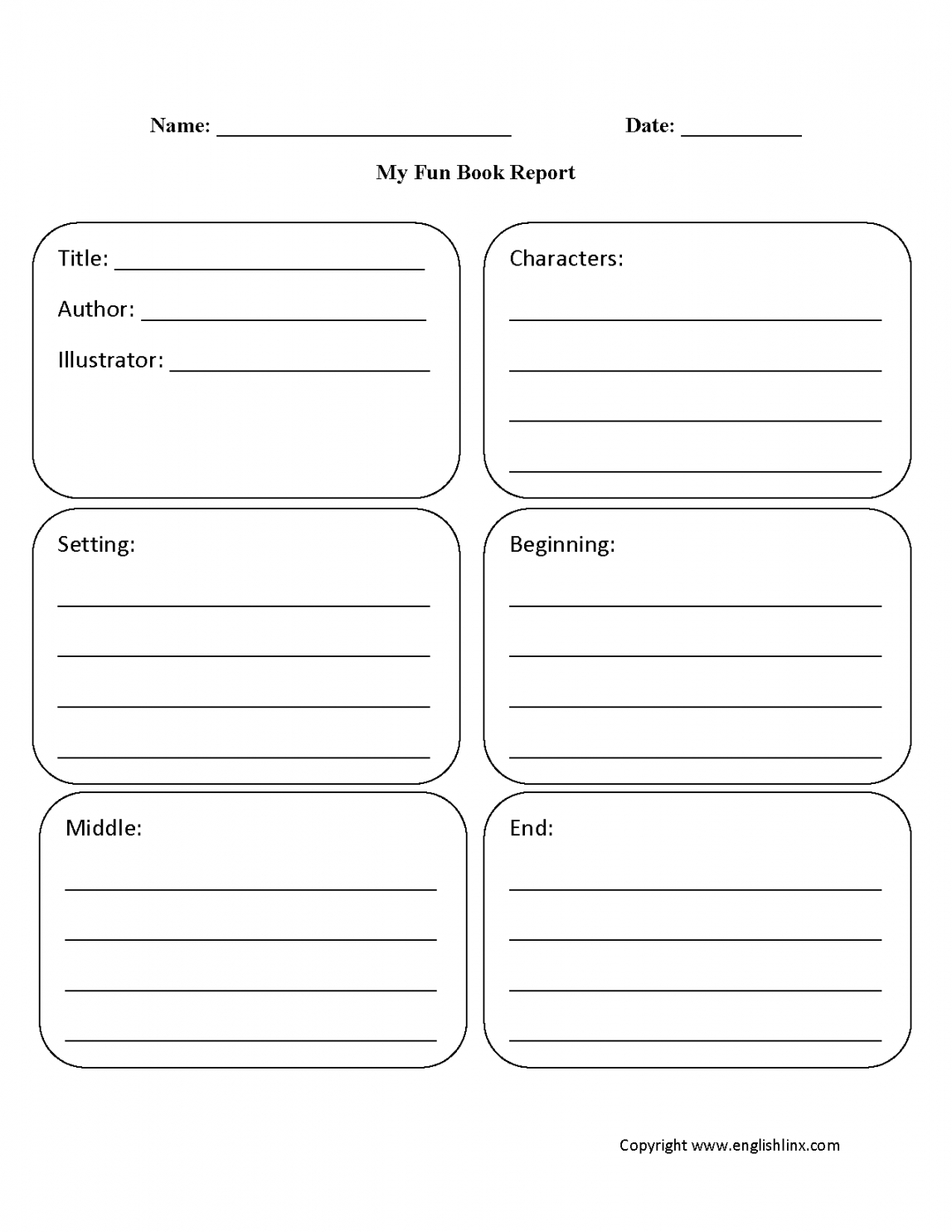 Printable Englishlinx Book Report Worksheets Book Report Throughout Story Report Template