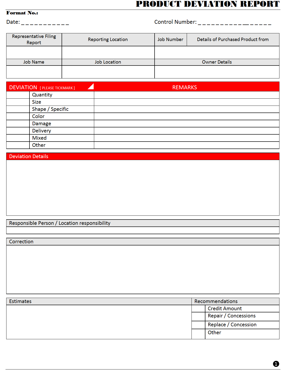 Product Deviation Report – Pertaining To Deviation Report Template