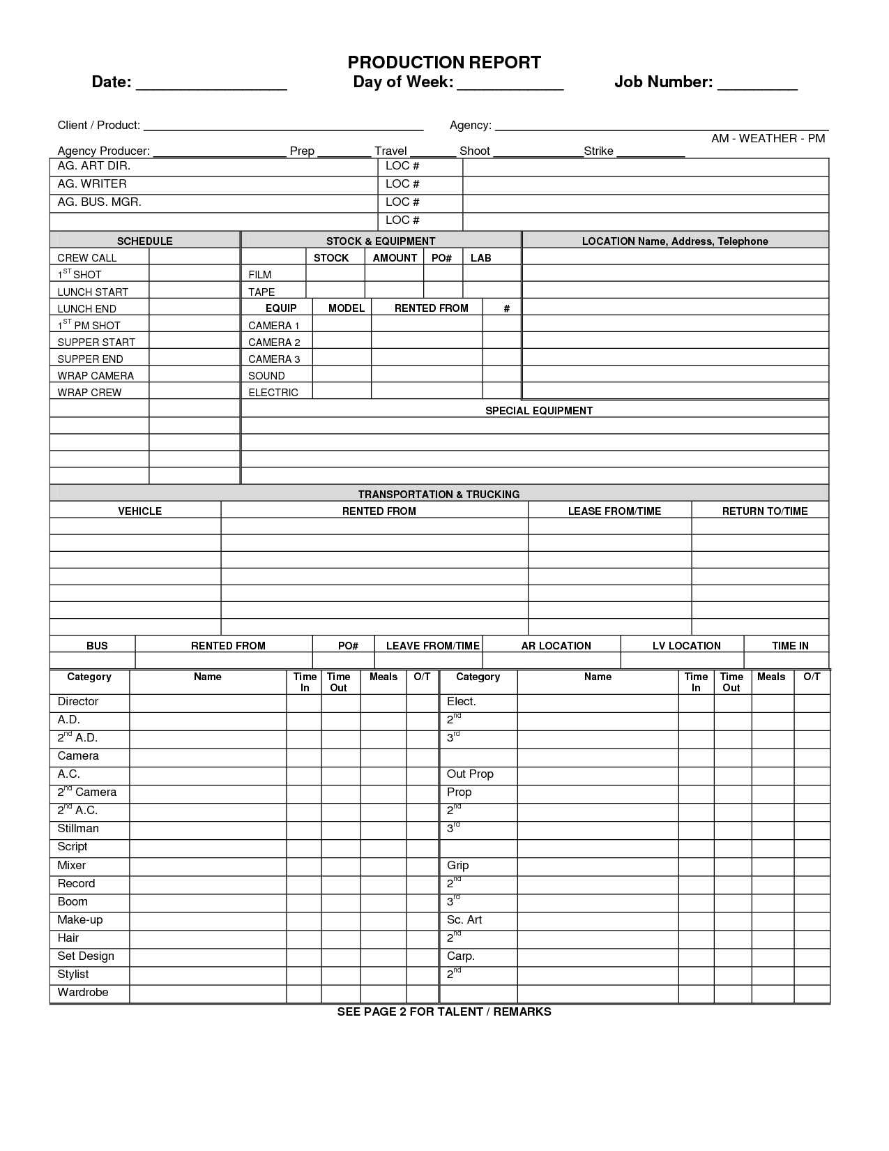 Production Report – The Anonymous Production Assistant Inside Sound Report Template