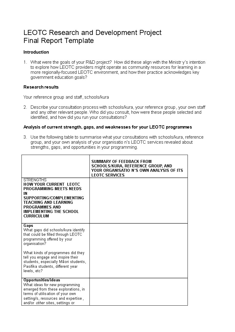 Professional Research And Development Report | Templates In Research Project Report Template