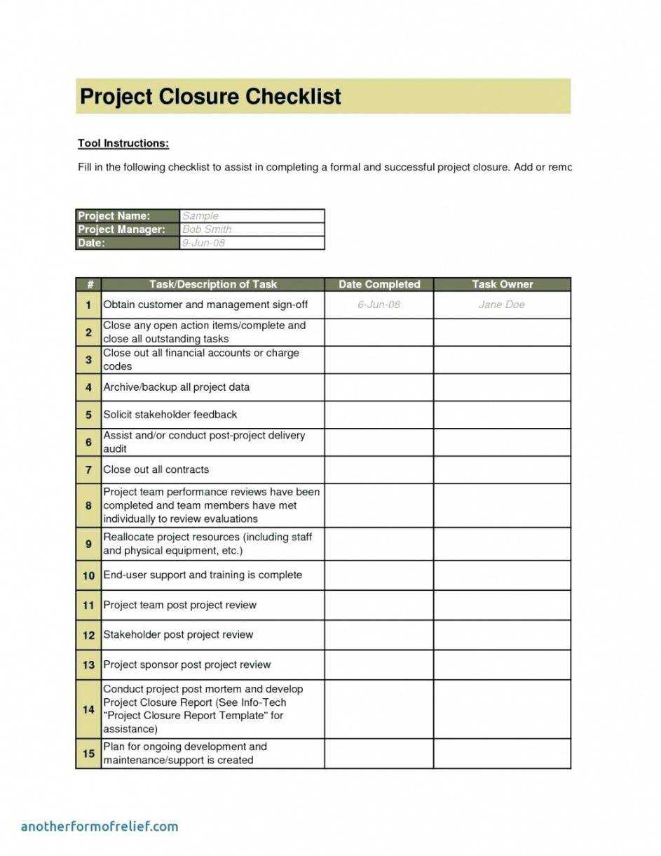 Project Closure Report Template With Closure Report Template
