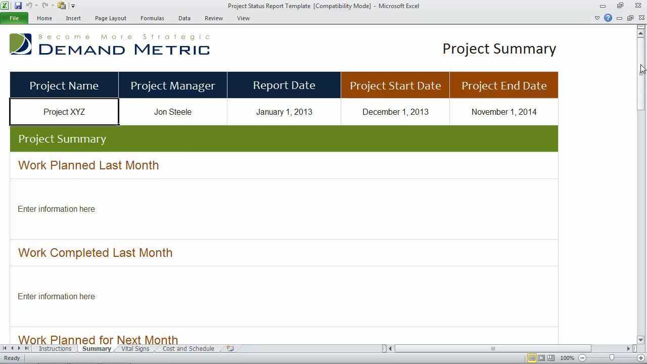Project Status Report Template For Project Daily Status Report Template