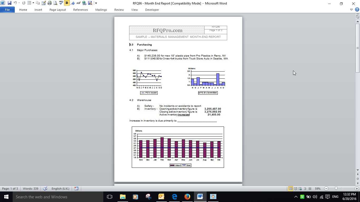 Purchasing Month End Report Example – Rfp Templates >> Rfq Inside Month End Report Template