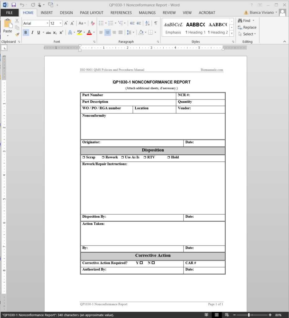 Quality Non Conformance Report Template – Calep.midnightpig.co With Ncr Report Template