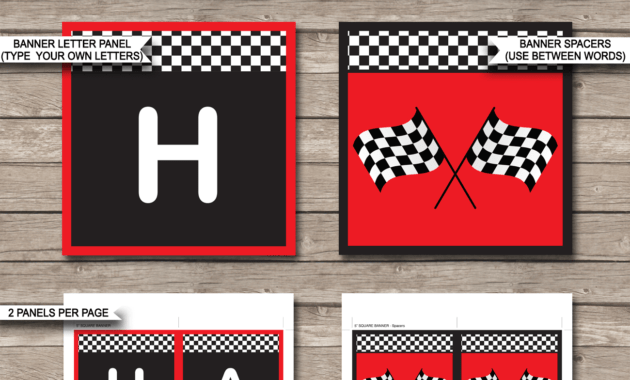 Race Car Party Banner Template – Red throughout Cars Birthday Banner Template