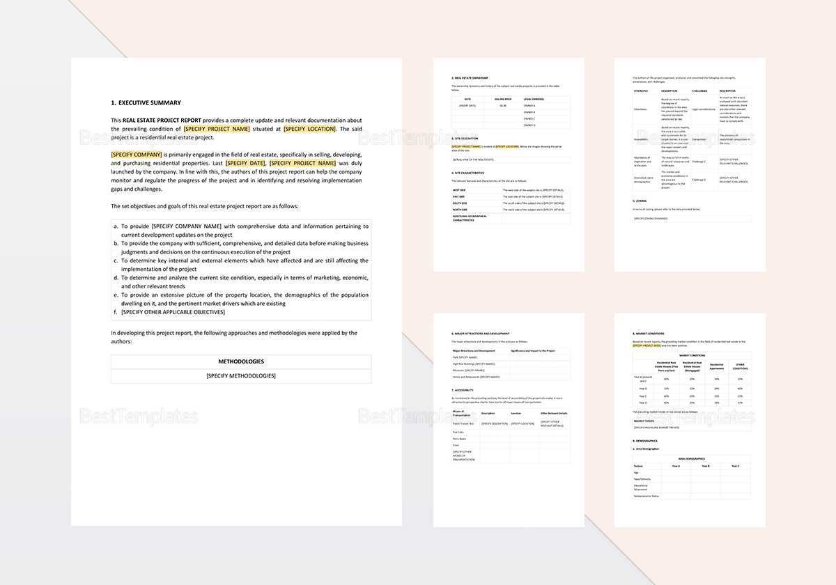 Real Estate Project Report Template Intended For Real Estate Report Template