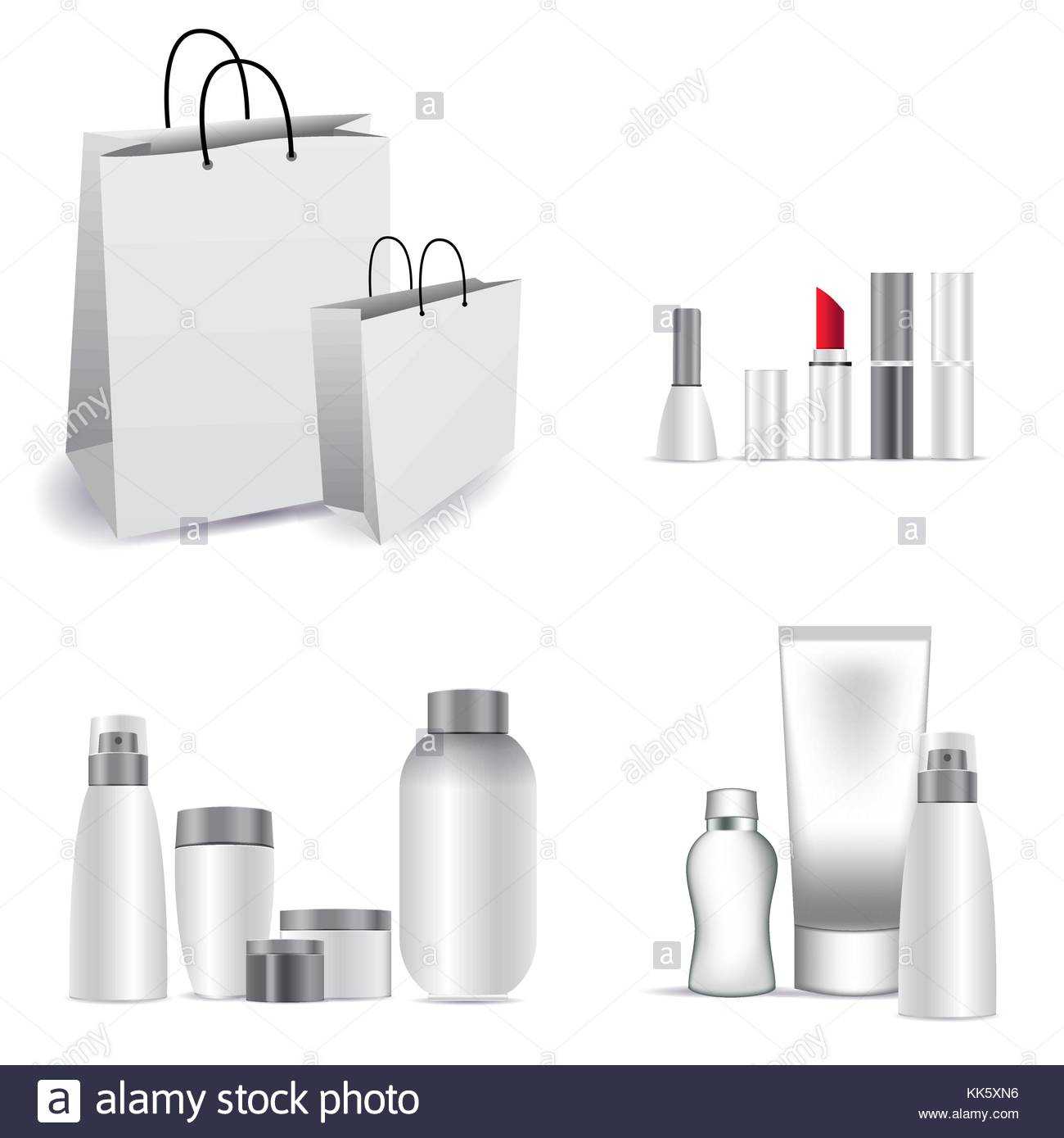 Realistic 3D Mock Up Of Cosmetic Package. Set Vector Blank With Blank Packaging Templates