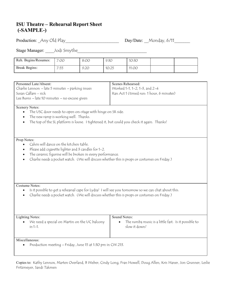 Rehearsal Report Template – Dalep.midnightpig.co Within Sound Report Template
