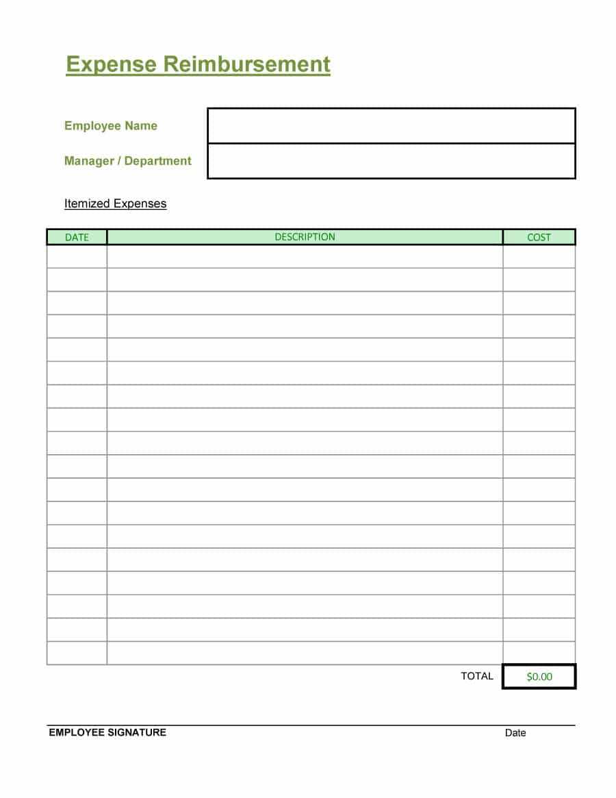 Reimbursement Expense Form - Dalep.midnightpig.co With Reimbursement Form Template Word