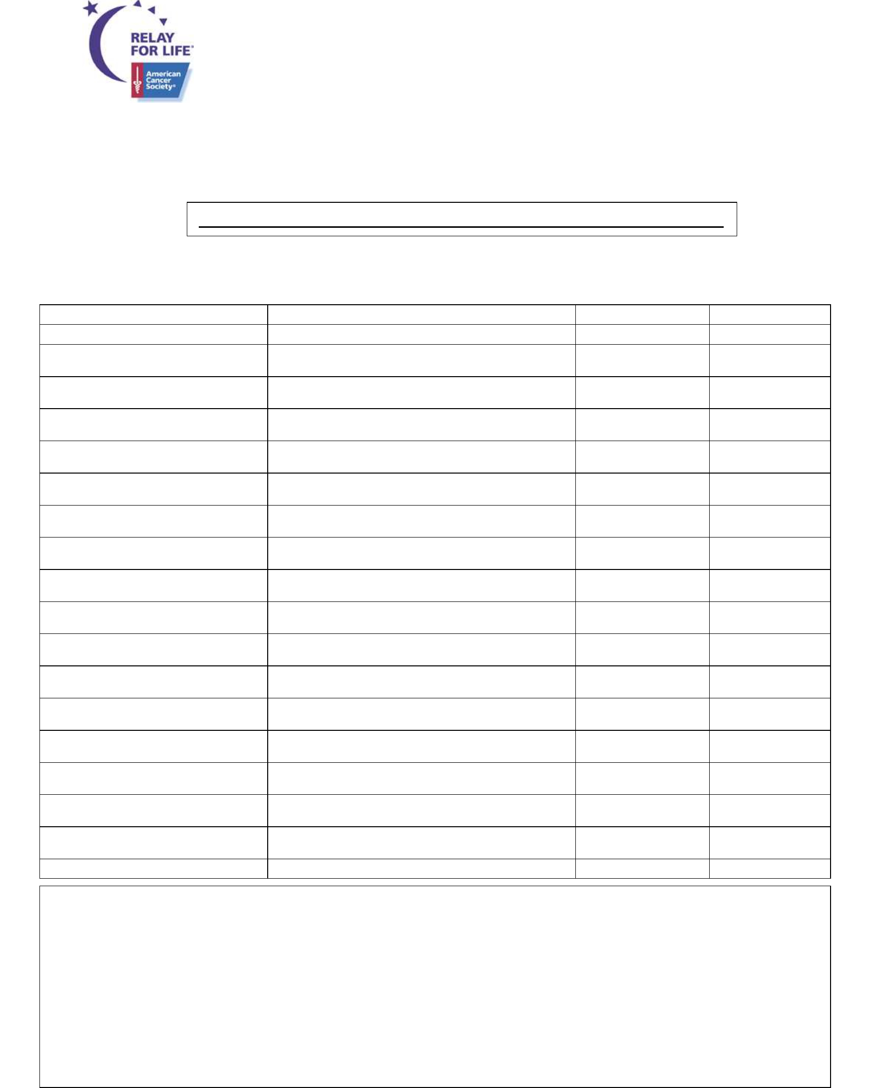 Relay For Life Donation Form – America Free Download Inside Blank Sponsorship Form Template