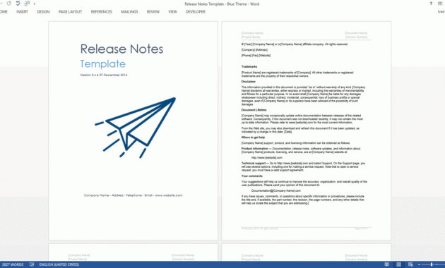 Release Notes Templates for Software Release Notes Template Word